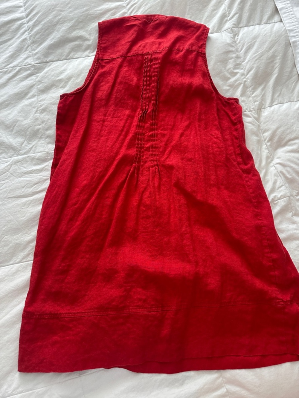 QUINCE 100% EUROPEAN LINEN SLEEVELESS SWING DRESS IN RED SIZE LARGE - Picture 7 of 8